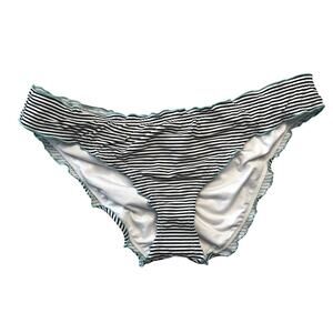 Victoria's Secret Black & White Striped Low Rise Bikini Bottom Size Large
